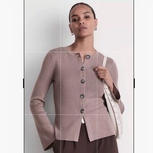 Loft Taupe Button-Up Cardigan, size M